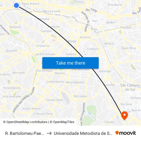 R. Bartolomeu Paes, 802 - Lapa, São Paulo to Universidade Metodista de São Paulo (Campus Rudge Ramos ) map