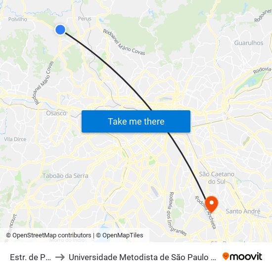 Estr. de Perus, 59 to Universidade Metodista de São Paulo (Campus Rudge Ramos ) map