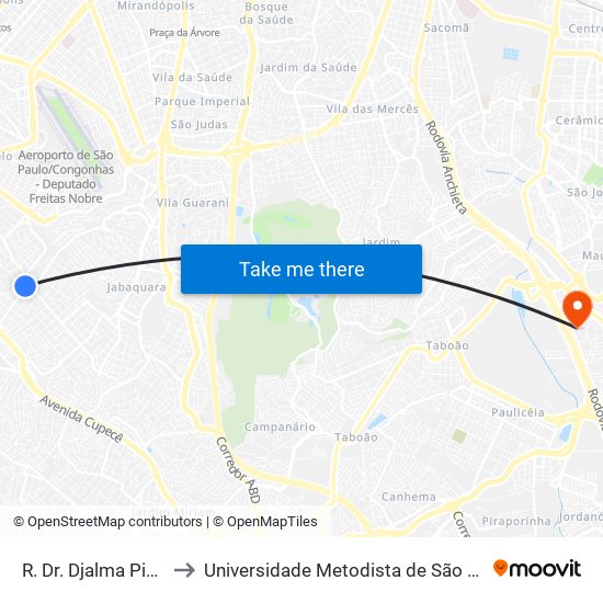 R. Dr. Djalma Pinheiro Franco, 76 to Universidade Metodista de São Paulo (Campus Rudge Ramos ) map