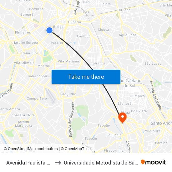 Avenida Paulista 1539 • Parque Trianon to Universidade Metodista de São Paulo (Campus Rudge Ramos ) map