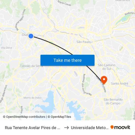 Rua Tenente Avelar Pires de Azevedo, Centro, Osasco - São Paulo, 06013, Brasil - Centro, Osasco to Universidade Metodista de São Paulo (Campus Rudge Ramos ) map