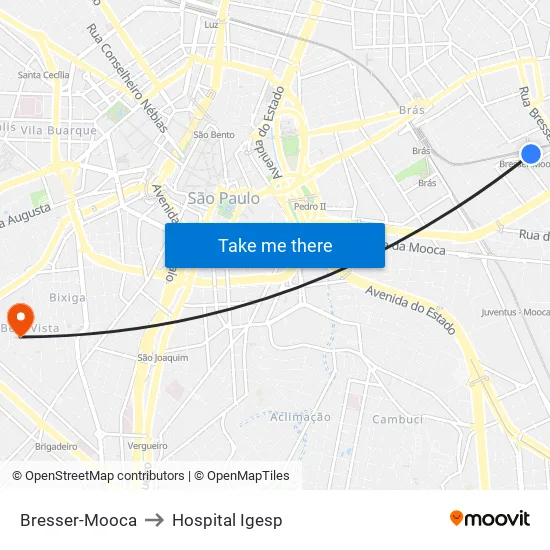 Bresser-Mooca to Hospital Igesp map