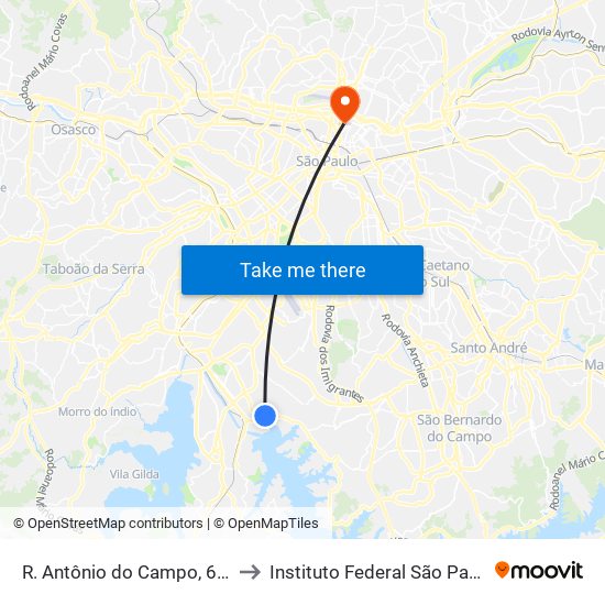 R. Antônio do Campo, 630 to Instituto Federal São Paulo map