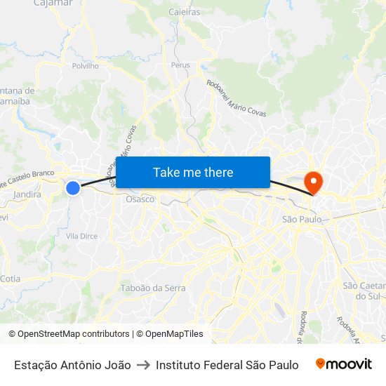 Estação Antônio João to Instituto Federal São Paulo map