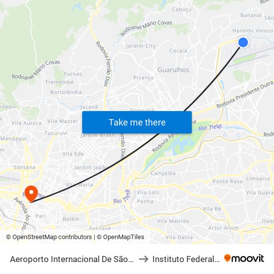 Aeroporto Internacional De São Paulo • Terminal 3 to Instituto Federal São Paulo map