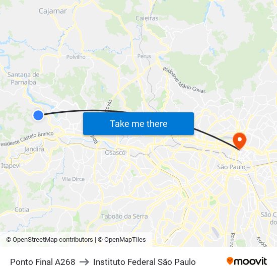 Ponto Final A268 to Instituto Federal São Paulo map