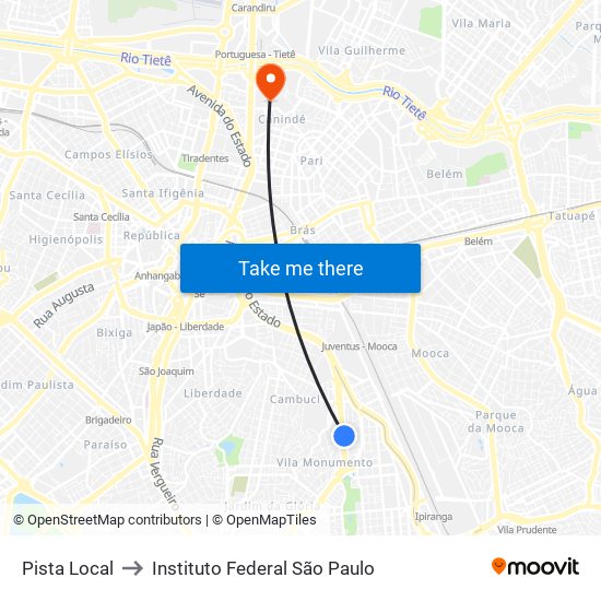 Pista Local to Instituto Federal São Paulo map