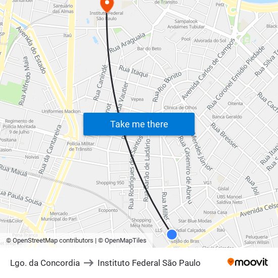 Lgo. da Concordia to Instituto Federal São Paulo map