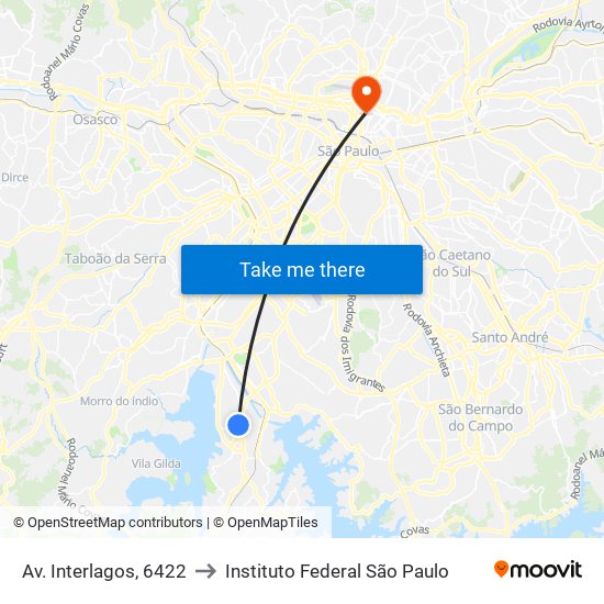 Av. Interlagos, 6422 to Instituto Federal São Paulo map