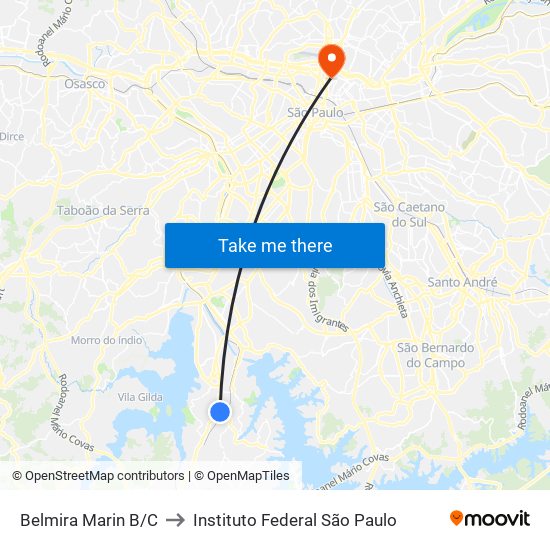 Belmira Marin B/C to Instituto Federal São Paulo map