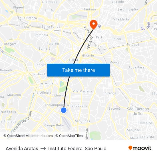 Avenida Aratãs to Instituto Federal São Paulo map
