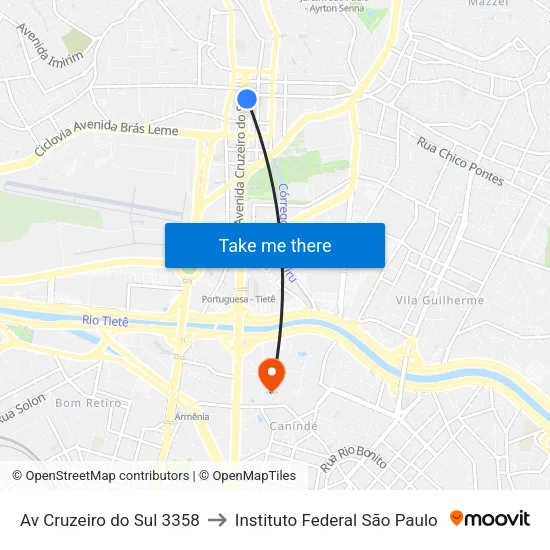 Av Cruzeiro do Sul 3358 to Instituto Federal São Paulo map