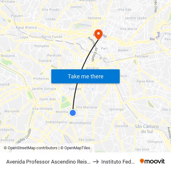 Avenida Professor Ascendino Reis, 2524 • Metrô Aacd-Servidor to Instituto Federal São Paulo map
