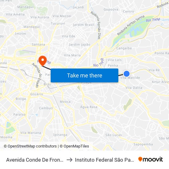 Avenida Conde De Frontin to Instituto Federal São Paulo map