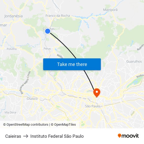 Caieiras to Instituto Federal São Paulo map