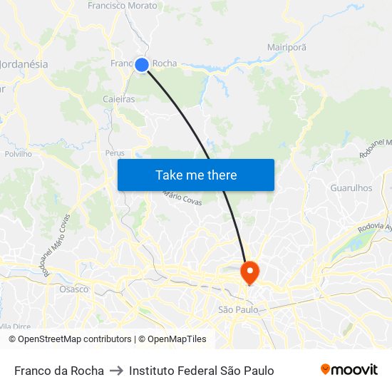 Franco da Rocha to Instituto Federal São Paulo map