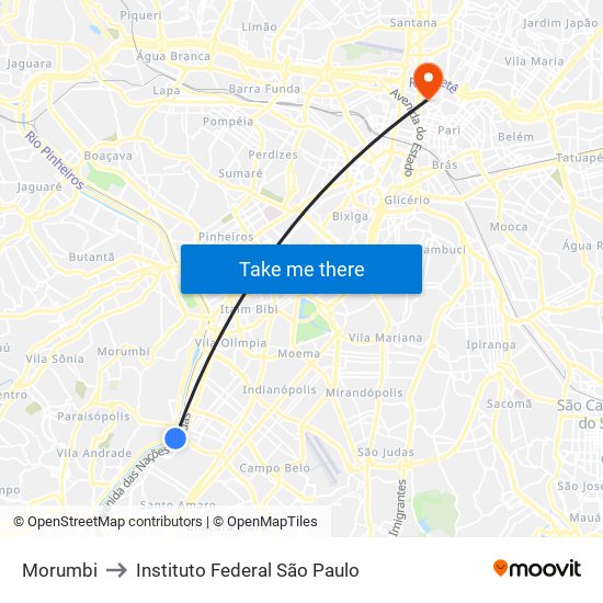 Morumbi to Instituto Federal São Paulo map