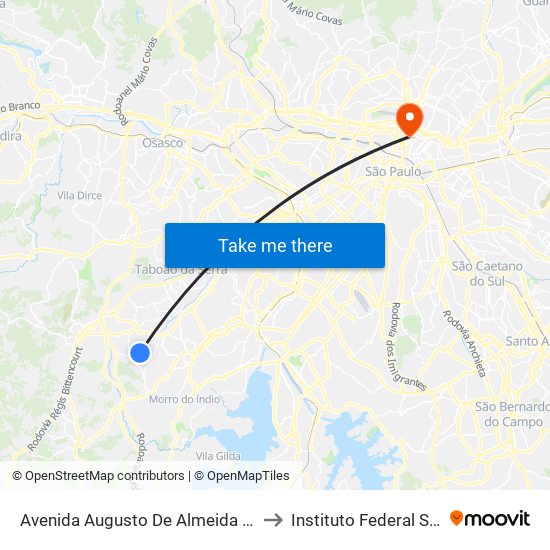 Avenida Augusto De Almeida Batista 2070 to Instituto Federal São Paulo map