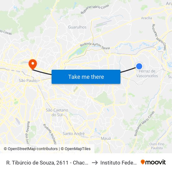 R. Tibúrcio de Souza, 2611 - Chacara Dona Olivia, São Paulo to Instituto Federal São Paulo map