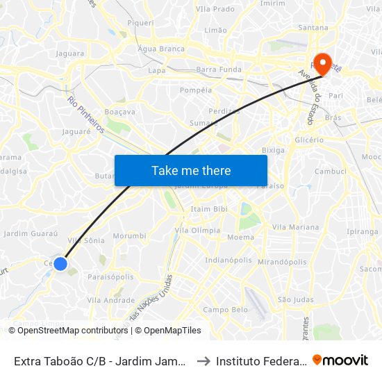 Extra Taboão C/B - Jardim Jamaica, Taboão da Serra to Instituto Federal São Paulo map