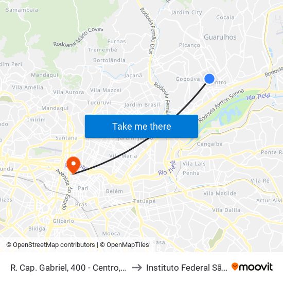 R. Cap. Gabriel, 400 - Centro, Guarulhos to Instituto Federal São Paulo map
