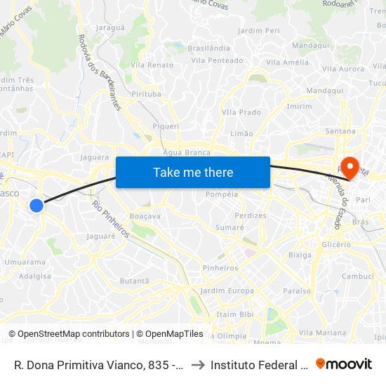 R. Dona Primitiva Vianco, 835 - Centro, Osasco to Instituto Federal São Paulo map