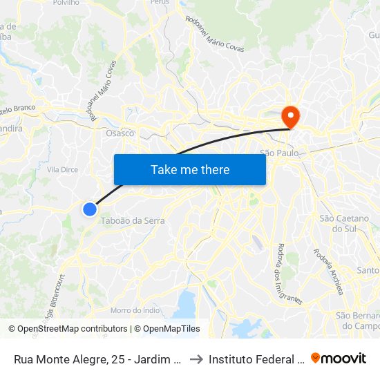 Rua Monte Alegre, 25 - Jardim Barbacena, Cotia to Instituto Federal São Paulo map