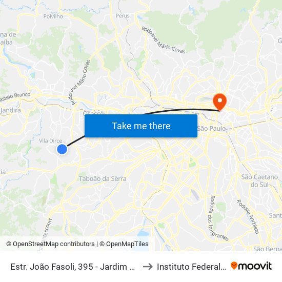 Estr. João Fasoli, 395 - Jardim Marilu, Carapicuíba to Instituto Federal São Paulo map
