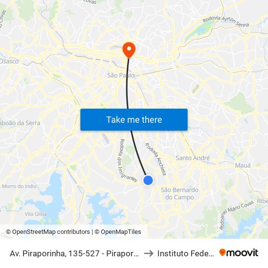 Av. Piraporinha, 135-527 - Piraporinha - Piraporinha, Diadema to Instituto Federal São Paulo map