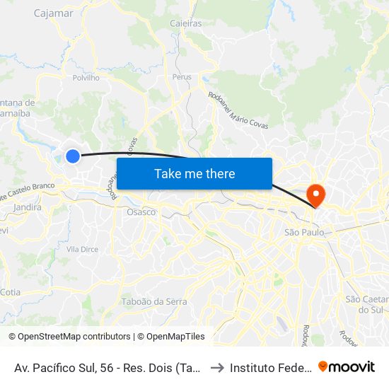 Av. Pacífico Sul, 56 - Res. Dois (Tambore), Santana de Parnaíba to Instituto Federal São Paulo map