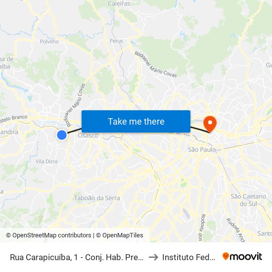 Rua Carapicuíba, 1 - Conj. Hab. Pres. Castelo Branco, Carapicuíba to Instituto Federal São Paulo map