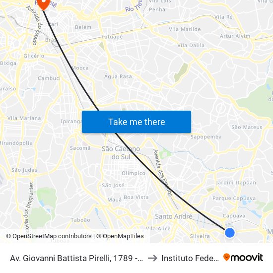 Av. Giovanni Battista Pirelli, 1789 - Tamanduateí 7, Santo André to Instituto Federal São Paulo map