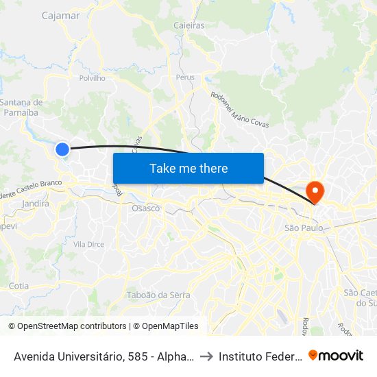 Avenida Universitário, 585 - Alphaville Santana de Parnaíba to Instituto Federal São Paulo map