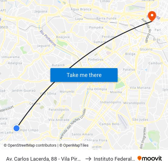 Av. Carlos Lacerda, 88 - Vila Pirajussara, São Paulo to Instituto Federal São Paulo map