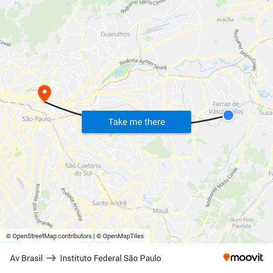 Av Brasil to Instituto Federal São Paulo map