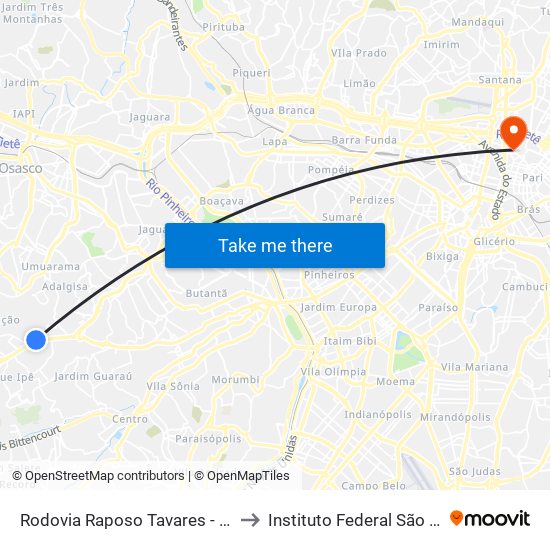 Rodovia Raposo Tavares - Km 18 to Instituto Federal São Paulo map