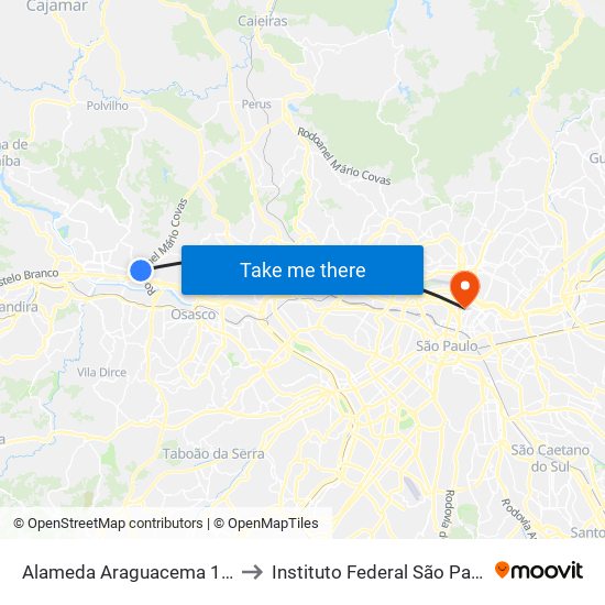 Alameda Araguacema 138 to Instituto Federal São Paulo map