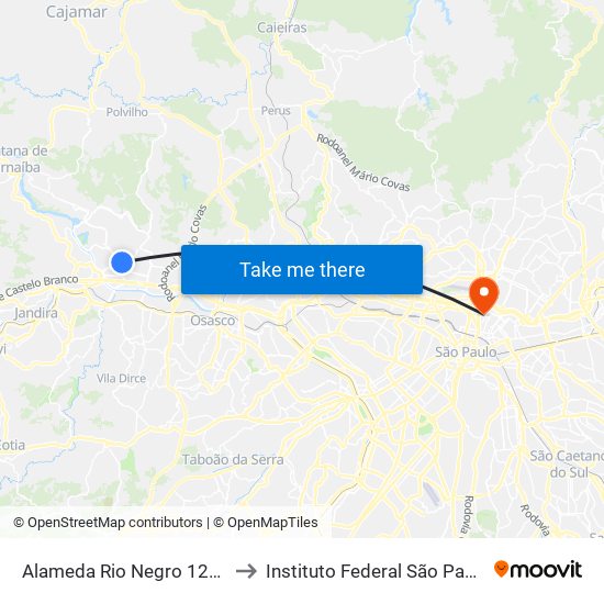Alameda Rio Negro 1245 to Instituto Federal São Paulo map