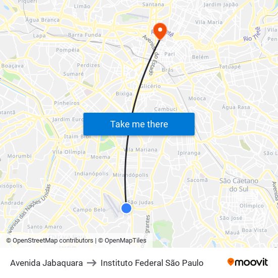 Avenida Jabaquara to Instituto Federal São Paulo map