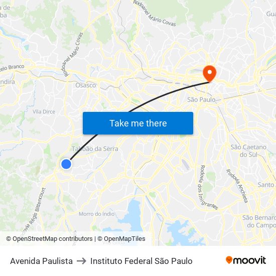 Avenida Paulista to Instituto Federal São Paulo map