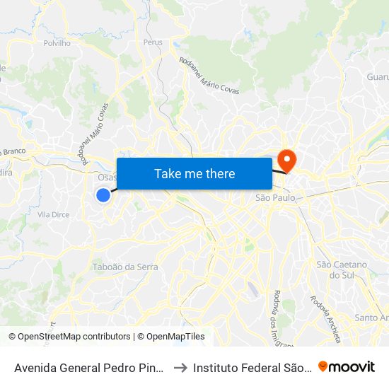 Avenida General Pedro Pinho 1457 to Instituto Federal São Paulo map
