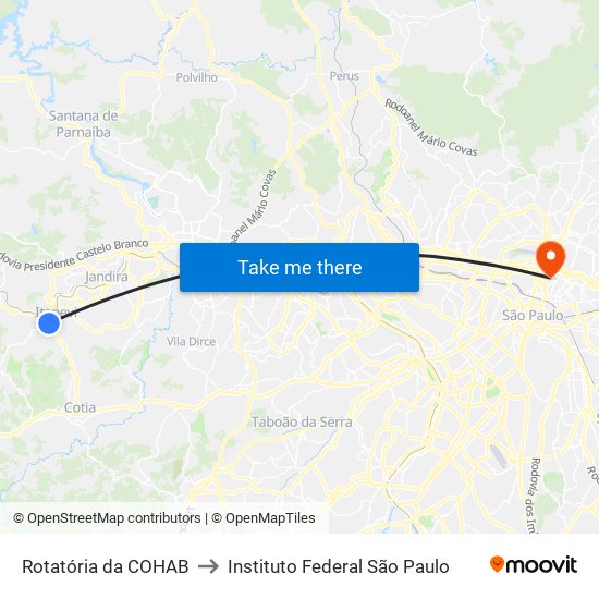 Rotatória da COHAB to Instituto Federal São Paulo map