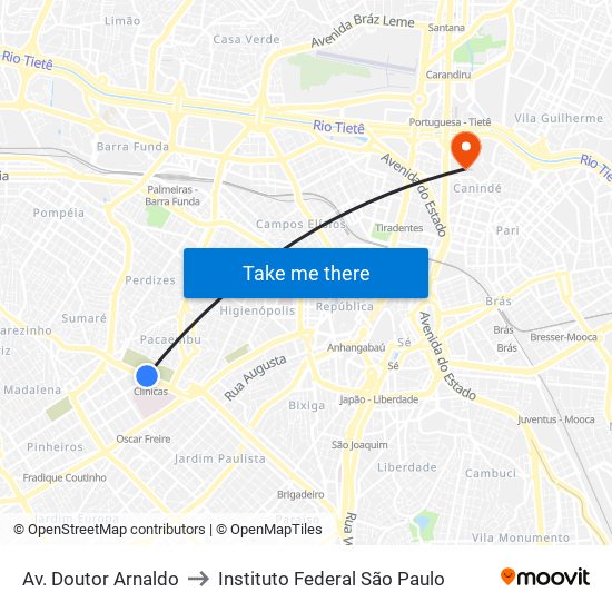 Av. Doutor Arnaldo to Instituto Federal São Paulo map