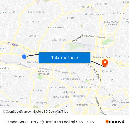 Parada Cetet - B/C to Instituto Federal São Paulo map