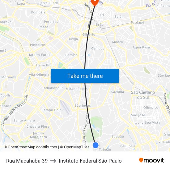 Rua Macahuba 39 to Instituto Federal São Paulo map