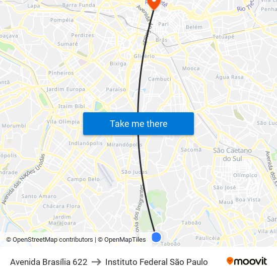 Avenida Brasília 622 to Instituto Federal São Paulo map