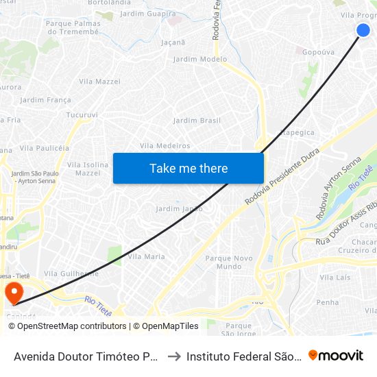 Avenida Doutor Timóteo Penteado to Instituto Federal São Paulo map