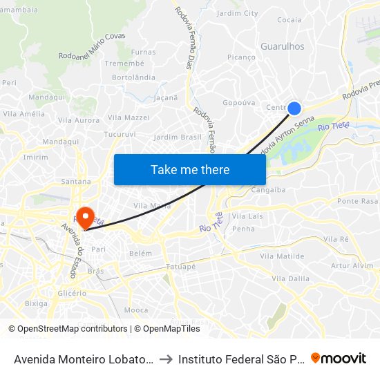 Avenida Monteiro Lobato 803 to Instituto Federal São Paulo map