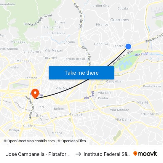 José Campanella - Plataforma Taboão to Instituto Federal São Paulo map