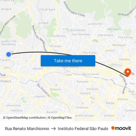 Rua Renato Marchionno to Instituto Federal São Paulo map